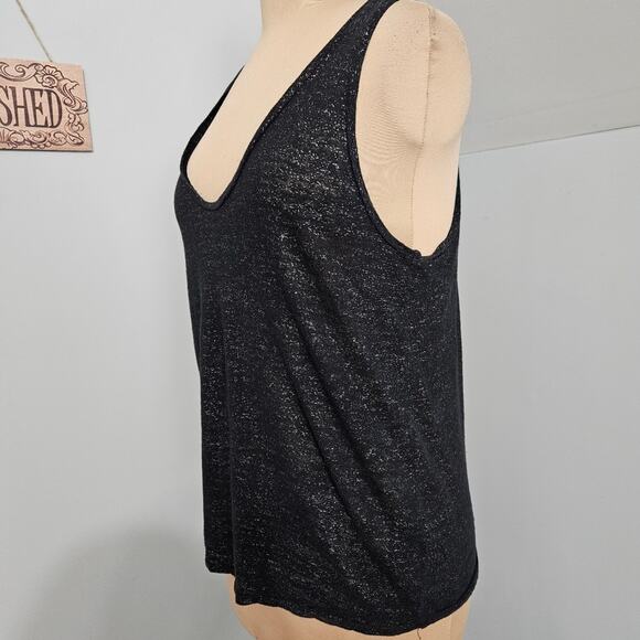 Zadig & Voltaire Black Linen Sheer Racerback Tank Top Butterfly Medium Y2K Goth - Picture 4 of 14